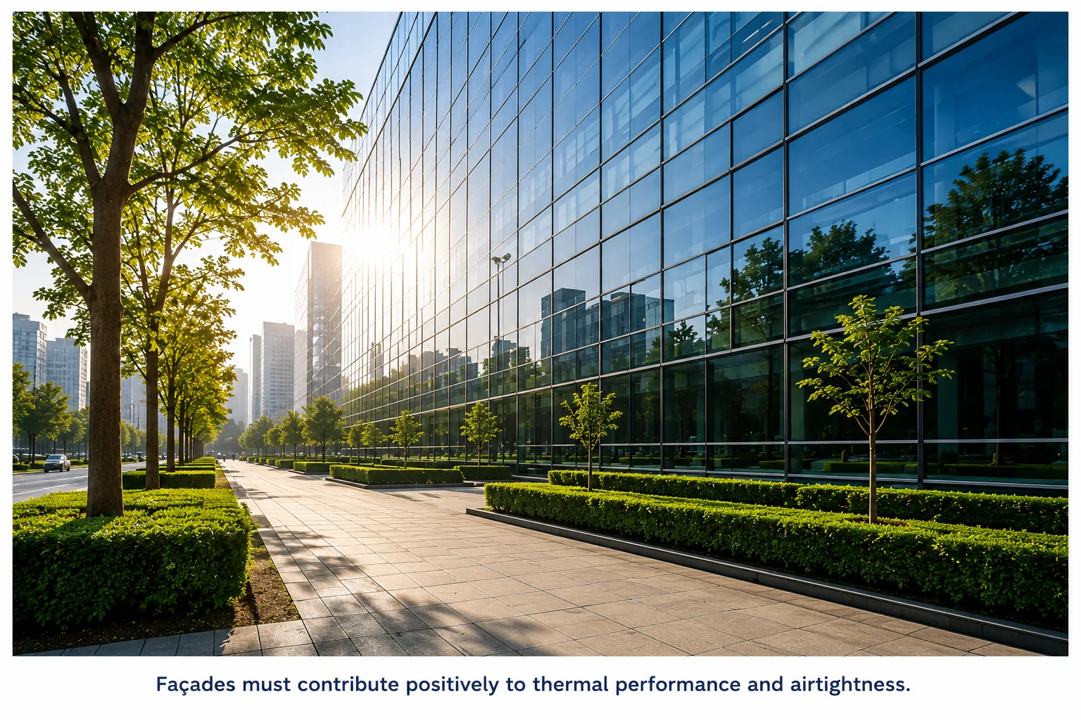 Facades must contribute positively to thermal performance and airtightness.