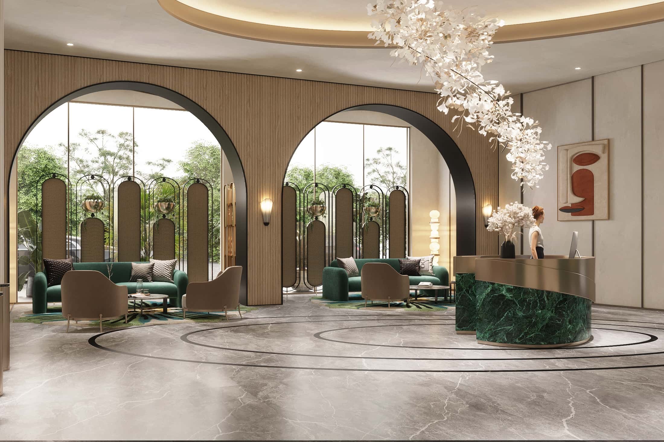 In This Public Building Lobby, Metal Screens Act As A Thermal Shield Against The Glass Façade, Reducing Heat Gain And Cooling Loads. Their Metallic Finish Also Adds Privacy And Visual Depth To The Space (Image Credit – The Bnk Group, Mumbai)