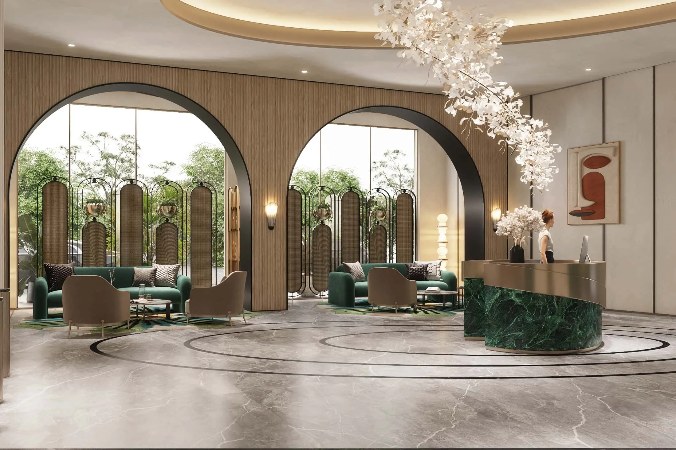 In This Public Building Lobby, Metal Screens Act As A Thermal Shield Against The Glass Façade, Reducing Heat Gain And Cooling Loads. Their Metallic Finish Also Adds Privacy And Visual Depth To The Space (Image Credit – The Bnk Group, Mumbai)