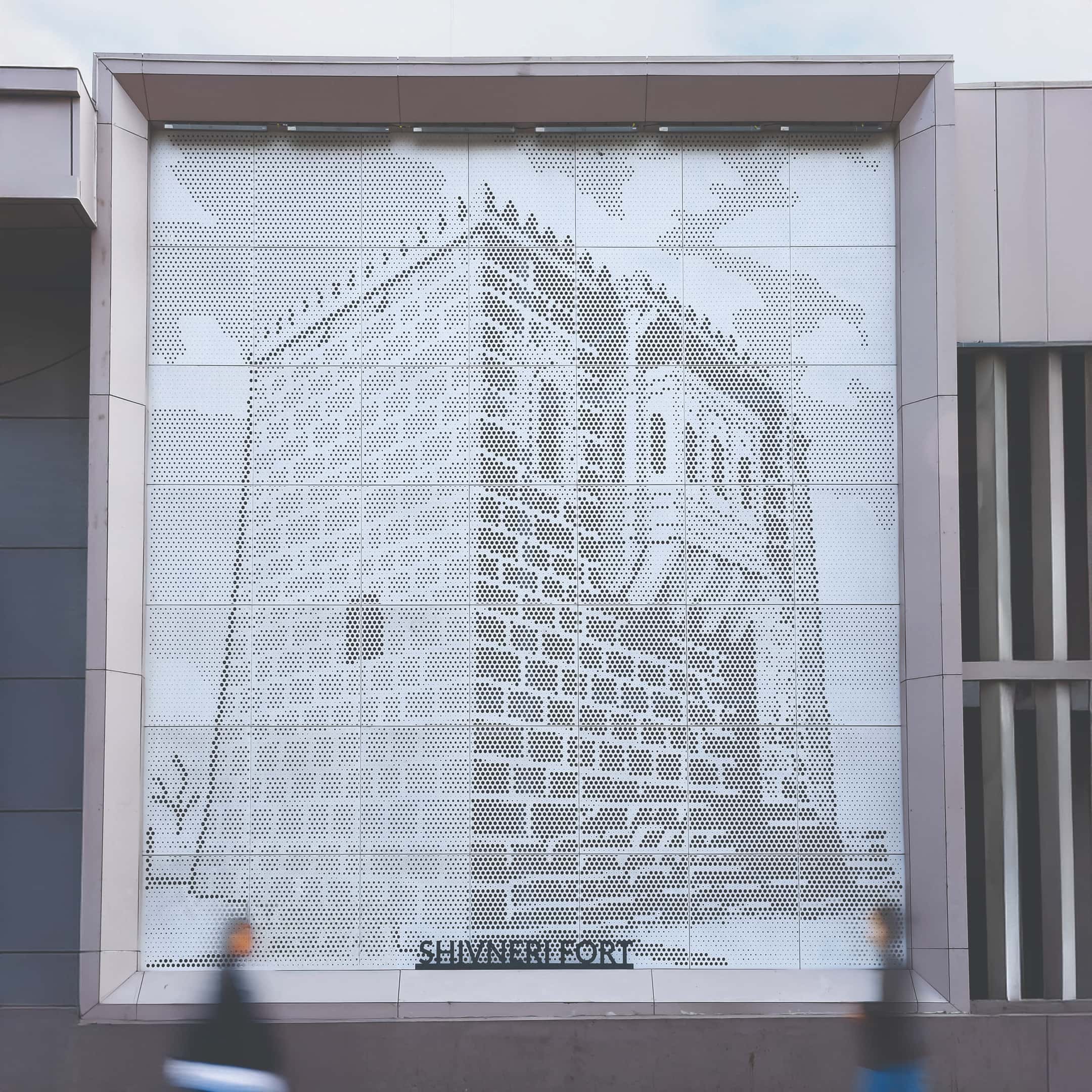 Shivneri Fort expressed through a dynamic perforated façade composition