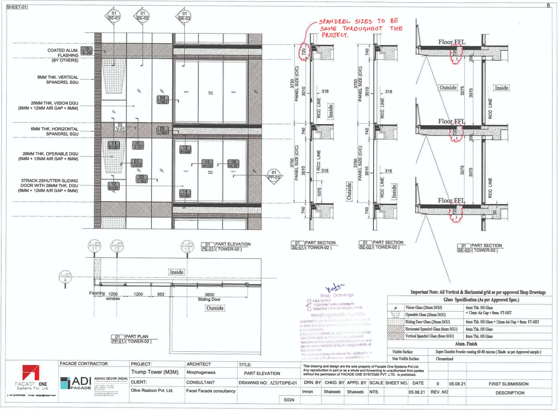 Typ. unitised glazing drawing