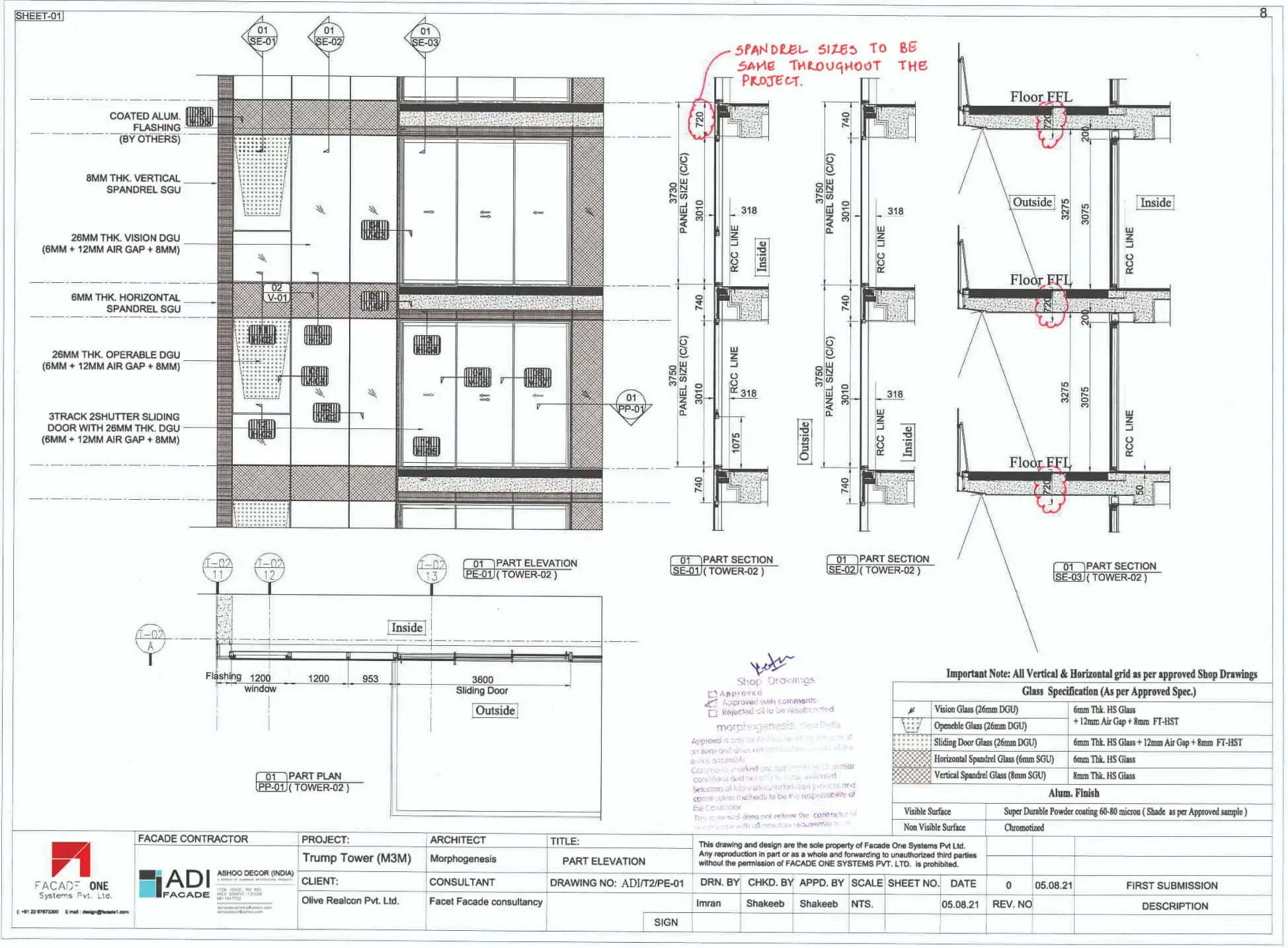 Typ. unitised glazing drawing