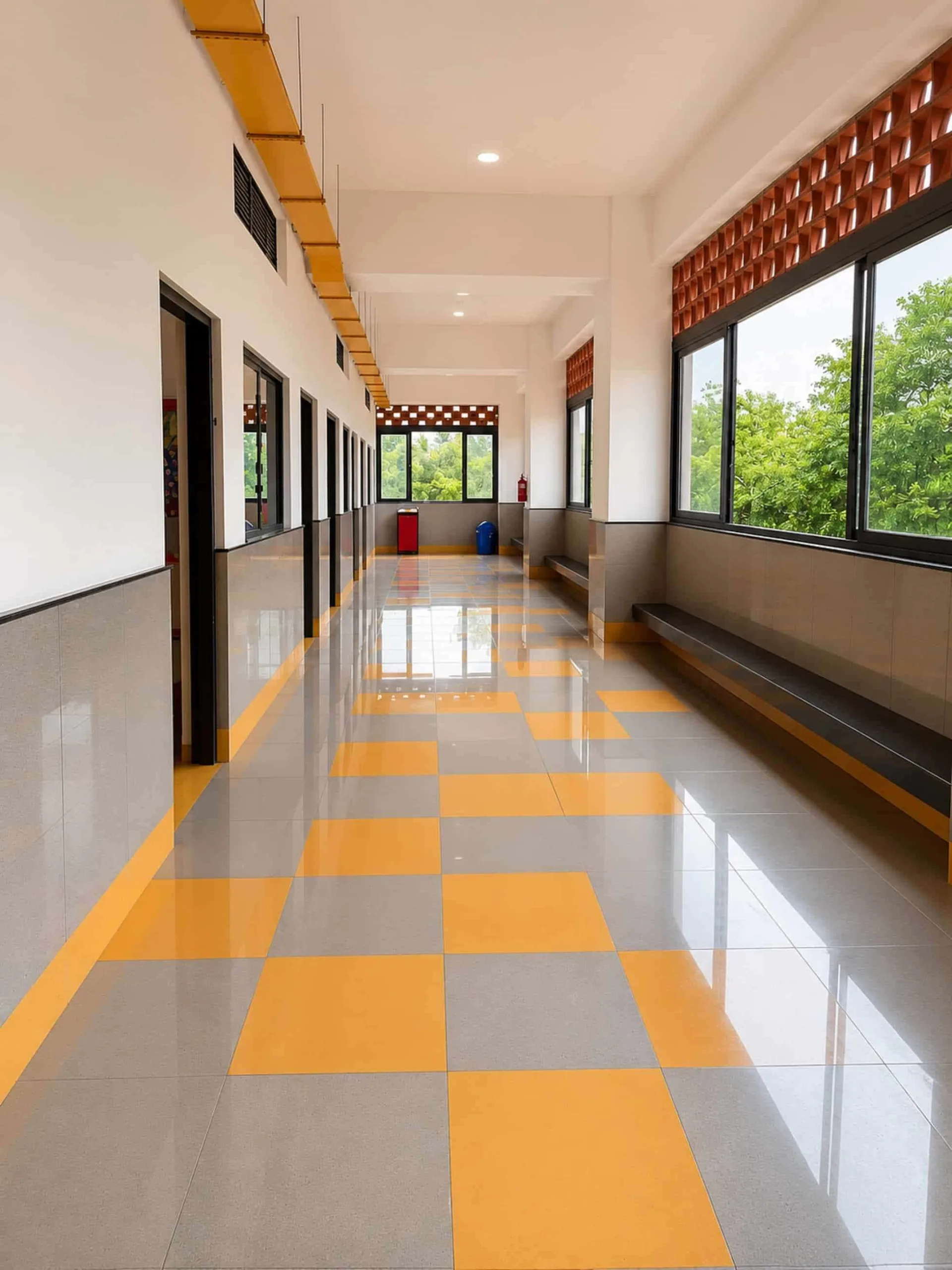 Graphic Era Global School, Dehradun – the design focused on optimal site orientation, climate-responsive design, efficient façades, natural daylighting, ventilation strategies, etc.