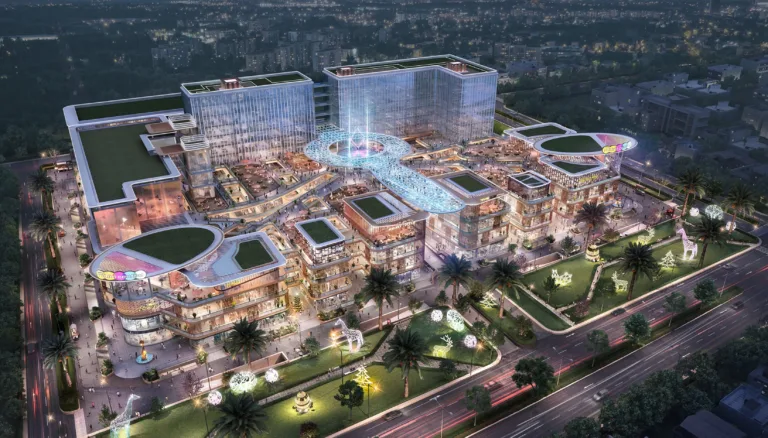 Layered canopies and open plazas define the architectural language of the design (Project: MIGSUN Rohini Central)(Image Credit: GPM Architects and Planners)