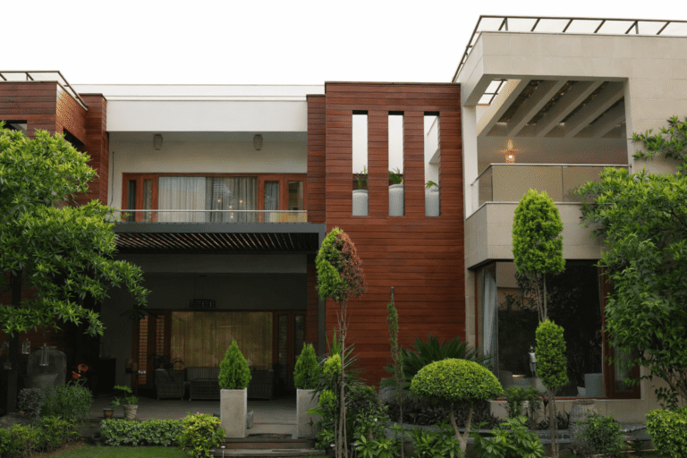 Setbacks and greenery shape depth and soften the built edge