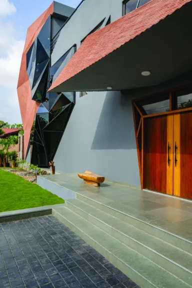 The building’s façade is a standout example of cutting-edge architectural expression